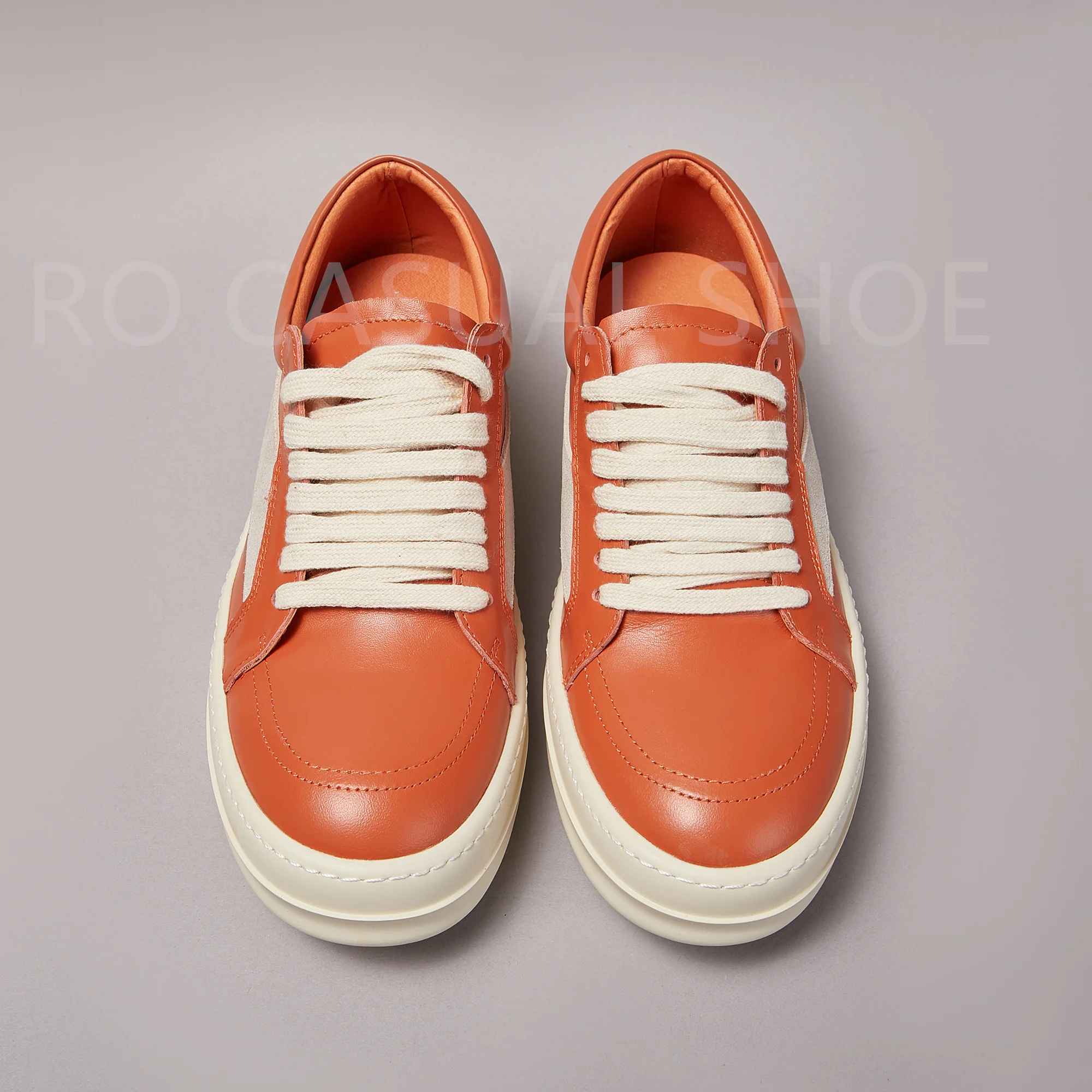 Outdoor Luxury Orange Genious Leather Low Top Casual Men Party Shoes Women Sneaker Lace Up Owens Design boots & Shoes