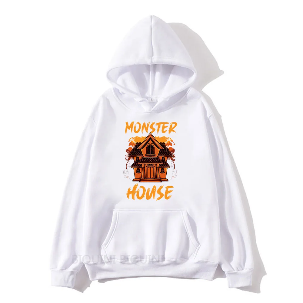 Monster House Cute Hooded Anime Print Harajuku Kawaii Soft Sweatshirt for Autumn/Winter Cartoon Casual Clothes Women/men Hoody