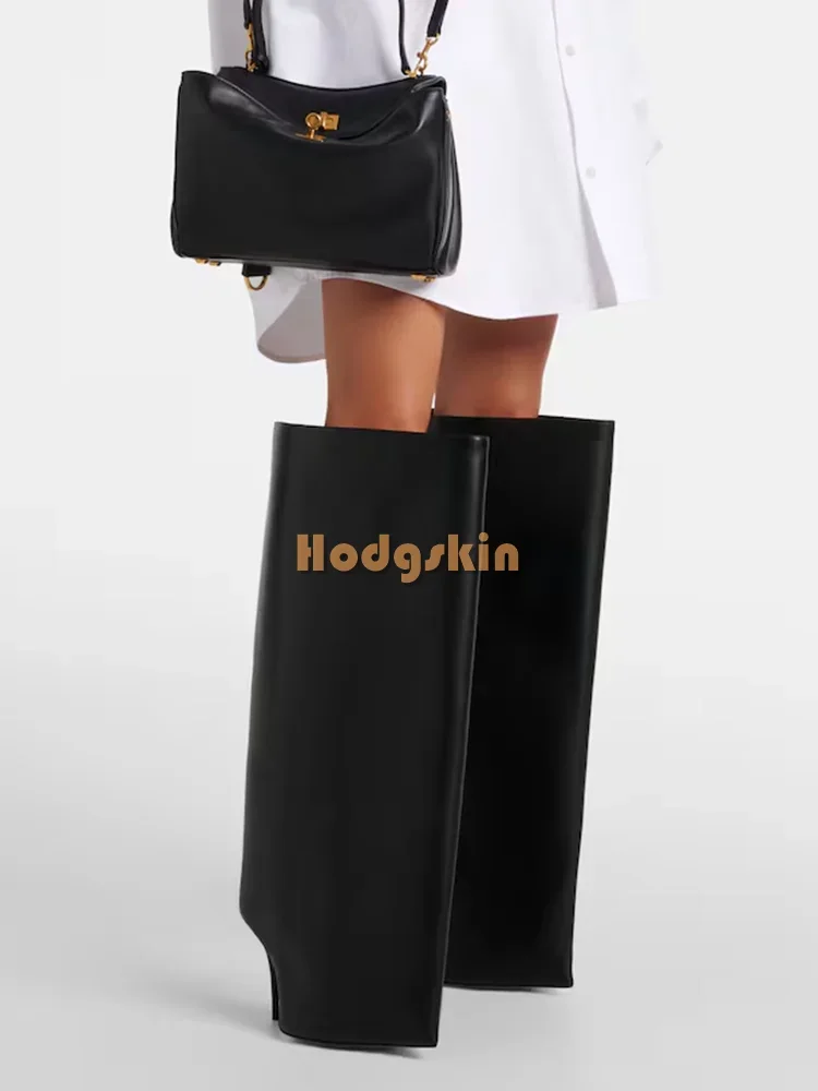 Pointed Toe Turned-the Edges Boots Fashion Slip-on Thin High Heel Over-the-Knee Boots Stilettos Women New Catwalk Shoes 2025