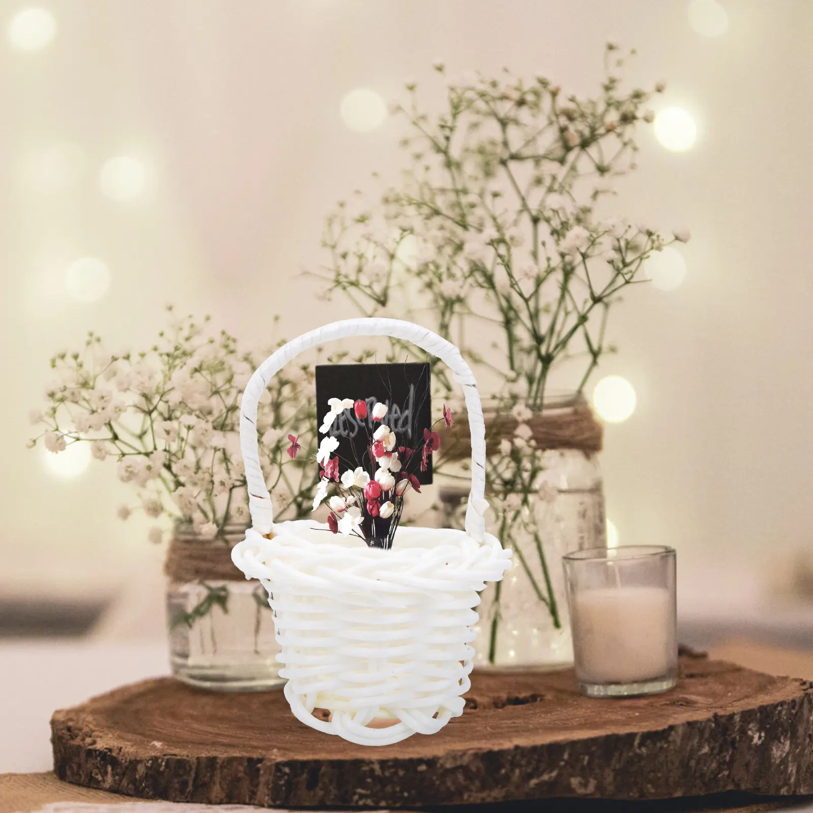 

20Pcs Mini Hand-Woven Flower Basket Multi-Functional Rustic Portable Home Wedding Decorative Micro Landscape Basket