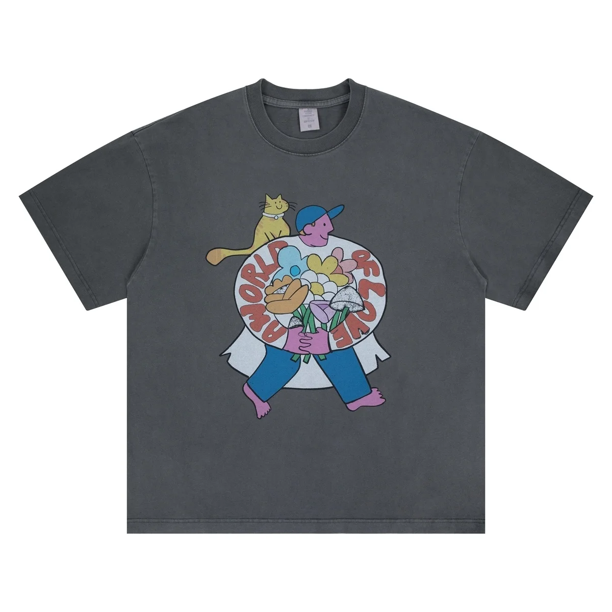 

Футболка с мультяшным принтом Washed Saint Digital, мужская и женская футболка в летнем стиле 2026, футболка