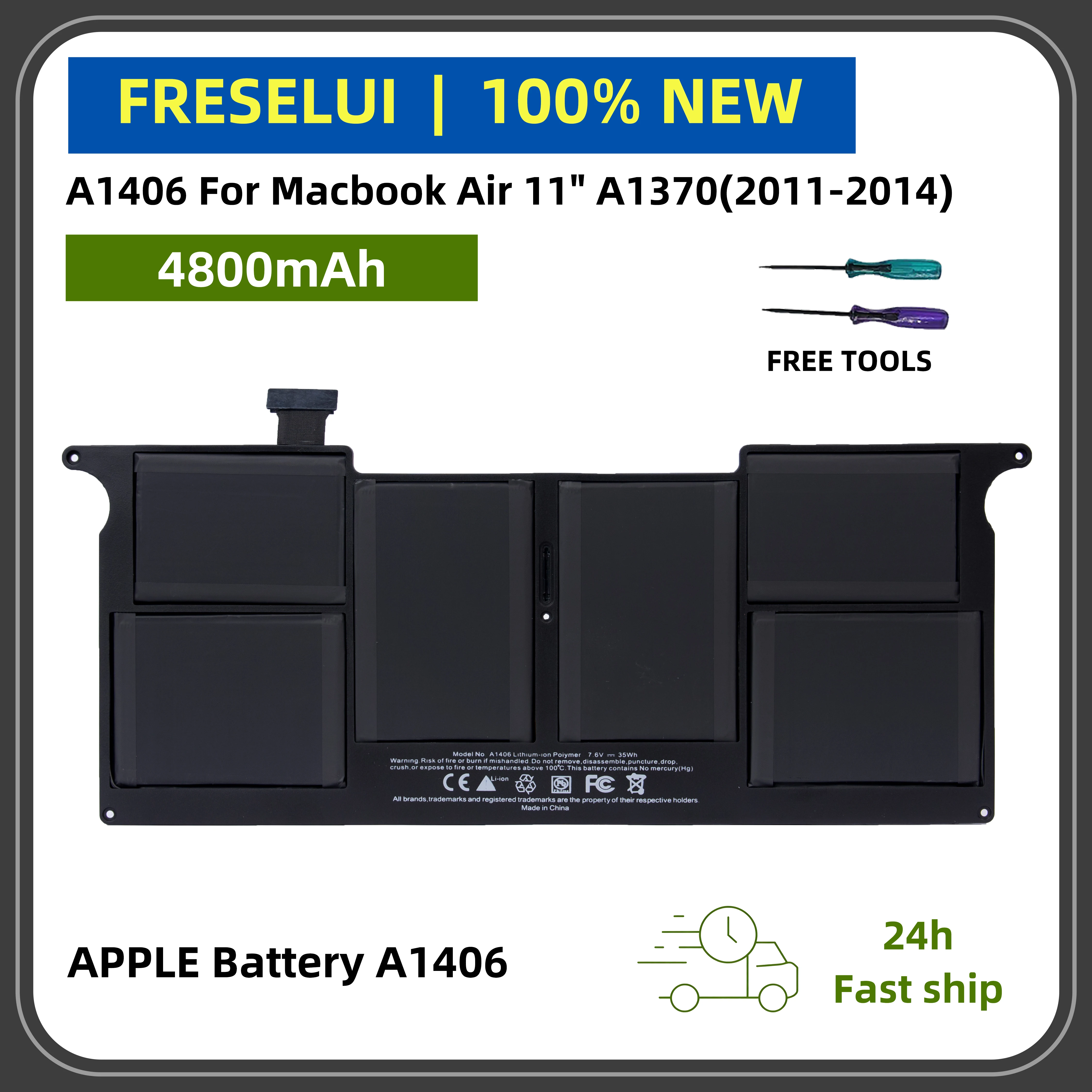 

FRLESUI | Высокопроизводительный аккумулятор A1406 для MacBook Air 11 дюймов A1370 (2011-2014) | Длительный и безопасный +2-летняя гарантия
