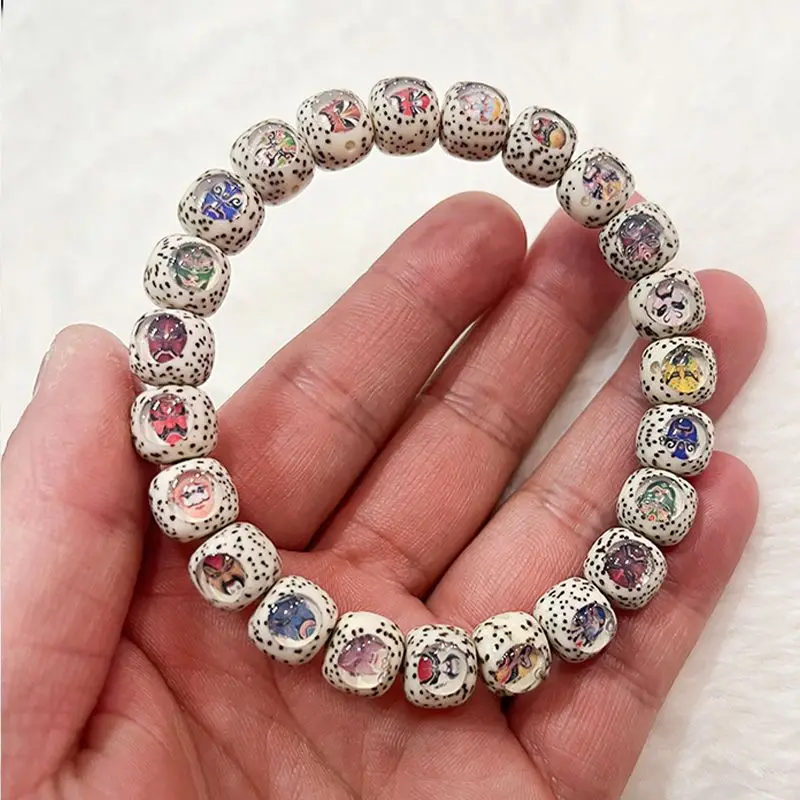 New Hainan Original Ecology Natural Shun White Star Moon Bodhi Mosaic Face Bracelet Bucket Beads Around the Fingers Hand String