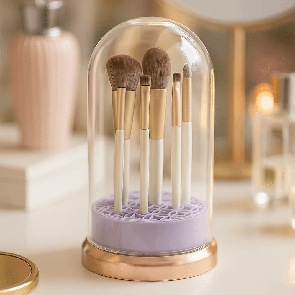 

2-в-1 ведро для хранения кистей для макияжа пылезащитная большая емкость чаша для чистки кистей для макияжа съемная прозрачная