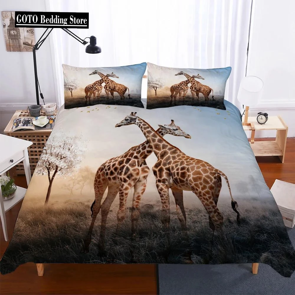 

Bedclothes Print Cute Forest Couple Deer Duvet Cover Set+pillowslip Kid Twin Bedding Set High Quality Modern Style Home Textile