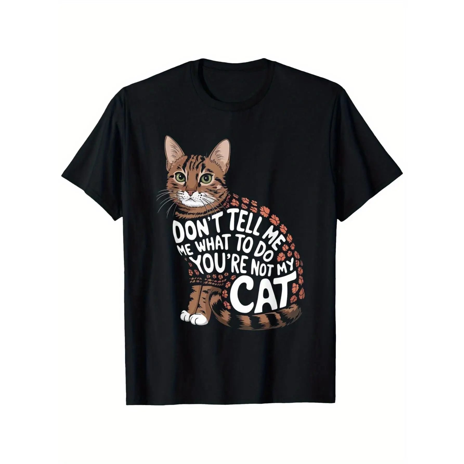 

Funny T-shirt Men Women Unisex Don't Tell Me What to Do Sarcastic Graphic Tee Casual Short Sleeve Cat Lover Top