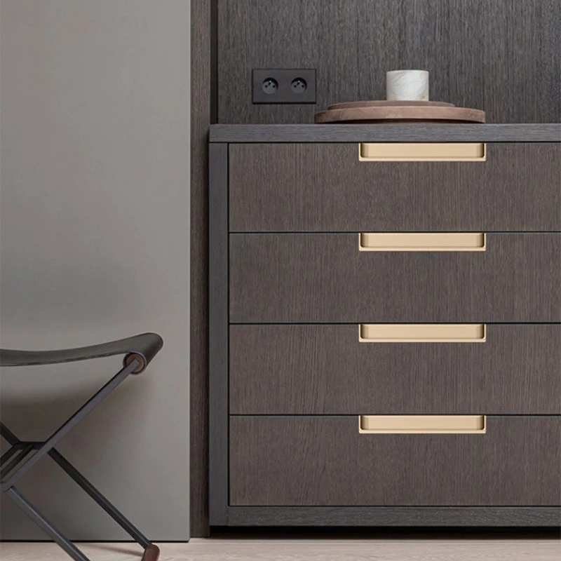 الجلد الملمس مشقوق جزءا لا يتجزأ من مقبض باب الخزانة الفاخرة ضوء Morandi نفس اللون الظلام زر مقبض درج مقبض كابينة الباب