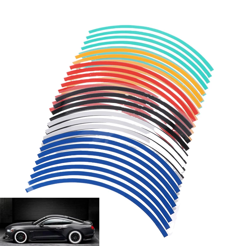 

16 шт. прочные светоотражающие наклейки в полоску для велосипеда, мотоцикла, колеса автомобиля, ночной безопасности