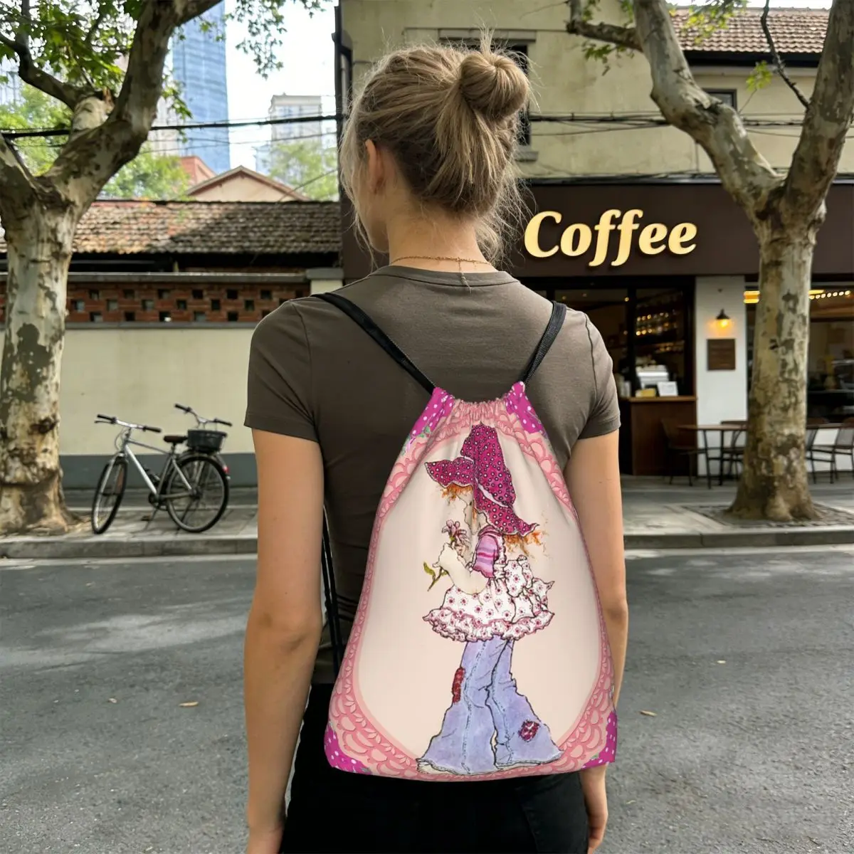 

Kawaii Sarah Kay Backpacks Portable Drawstring Bundle Pocket Sports Bag Book Bags for Man Woman School