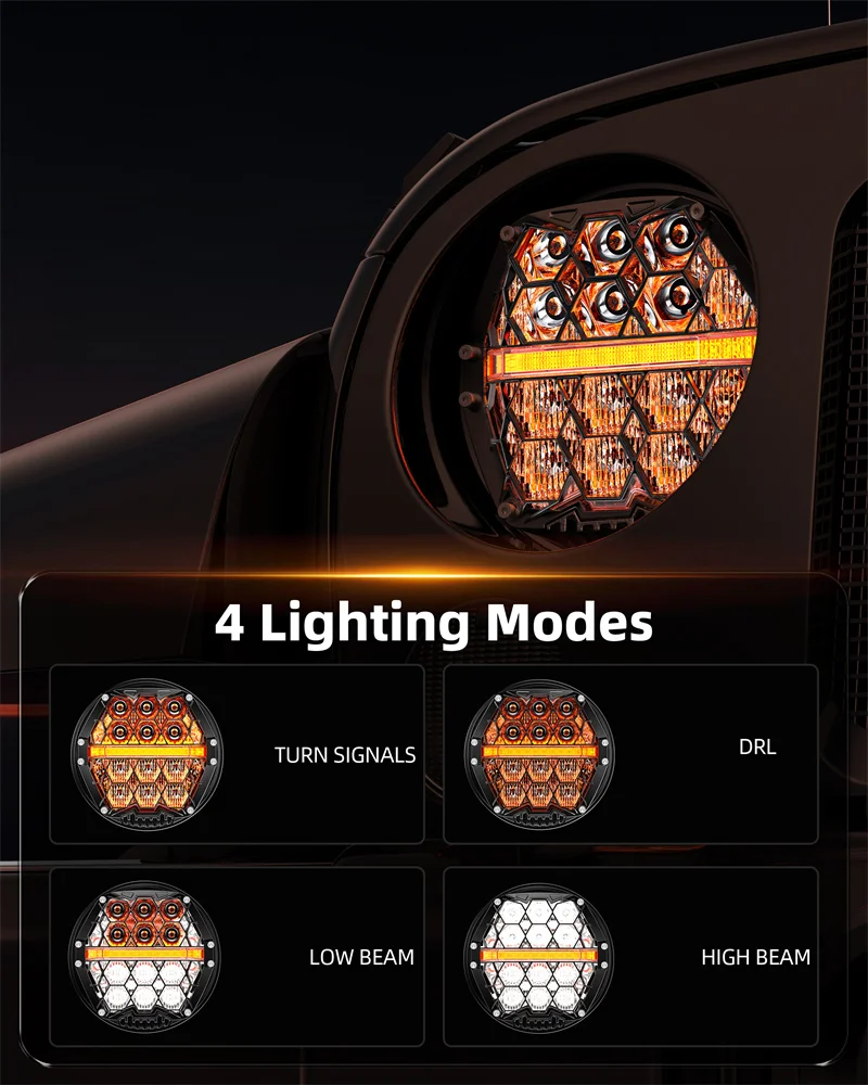 7 Inch LED Headlight H4 Hi-Low DRL Turn Signal For Lada 4x4 Urban Niva Jeep Wrangler TJ JK LJ CJ Land Rover Defender Hummer