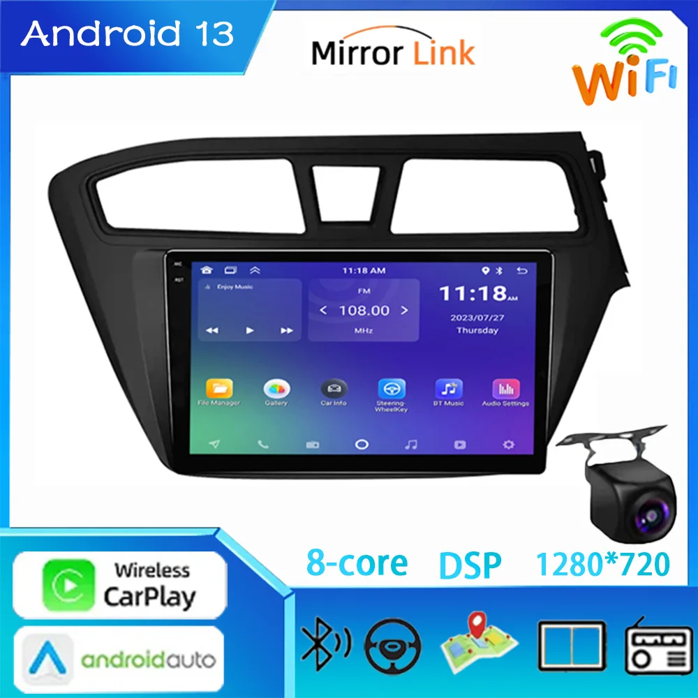 Fortress 6G 128G Android 13 Car Radio For Hyundai I20 LHD 2015 2016 2017 Stereo GPS Carplay Auto Multimedia Player 2Din DVD