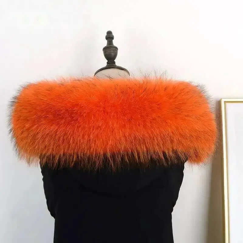 

Ladies New Raccoon Fur Collar Shawl Luxury Men And Women Neck Warm Fur Scarf Winter Manteau Femme Hiver 100 Fur Scarves H#1
