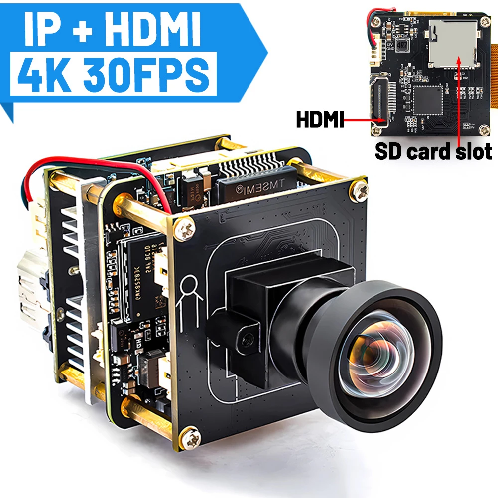 4K 30FPS IP Camera Module IMX678 Full HD 1080P HDMI Camera With No Distortion Lens & SD Card Slot RTSP Live Streaming PC Webcam