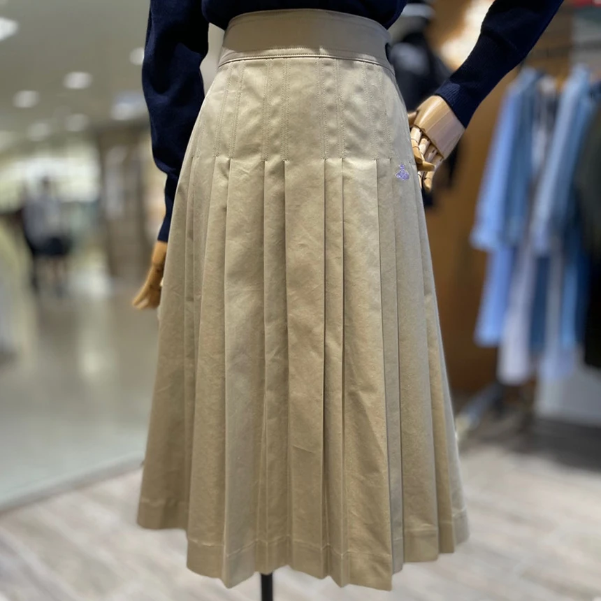 Trendy Niche Design Mid-Length Skirt for Women Saturn Embroidered Pleated High Waist Skirt Cotton Autumn and Winter 2023