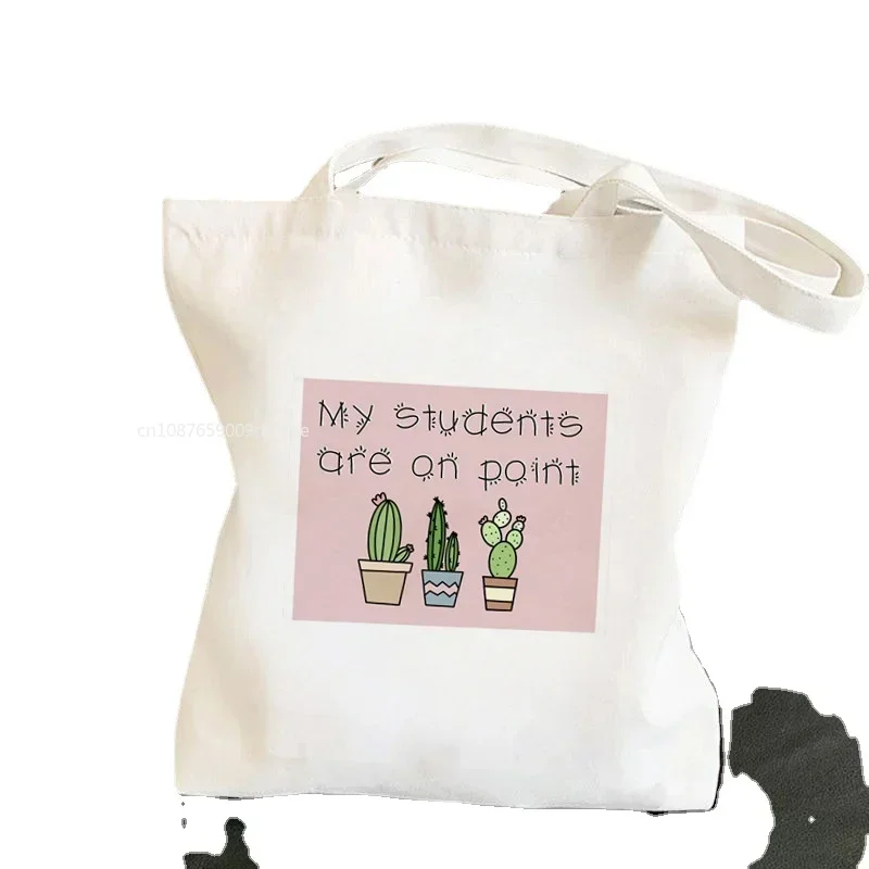 Women Shopper Math Teacher Printed Kawaii Harajuku Shopping Canvas  Bag girl handbag Tote Shoulder Lady