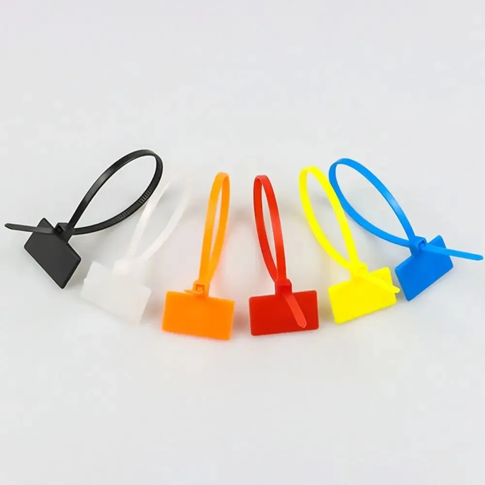 100pcs Plastic Loop Ties Markers Cable Tag Self-locking Zip Ties Easy Mark Nylon Cable Ties Tag Labels