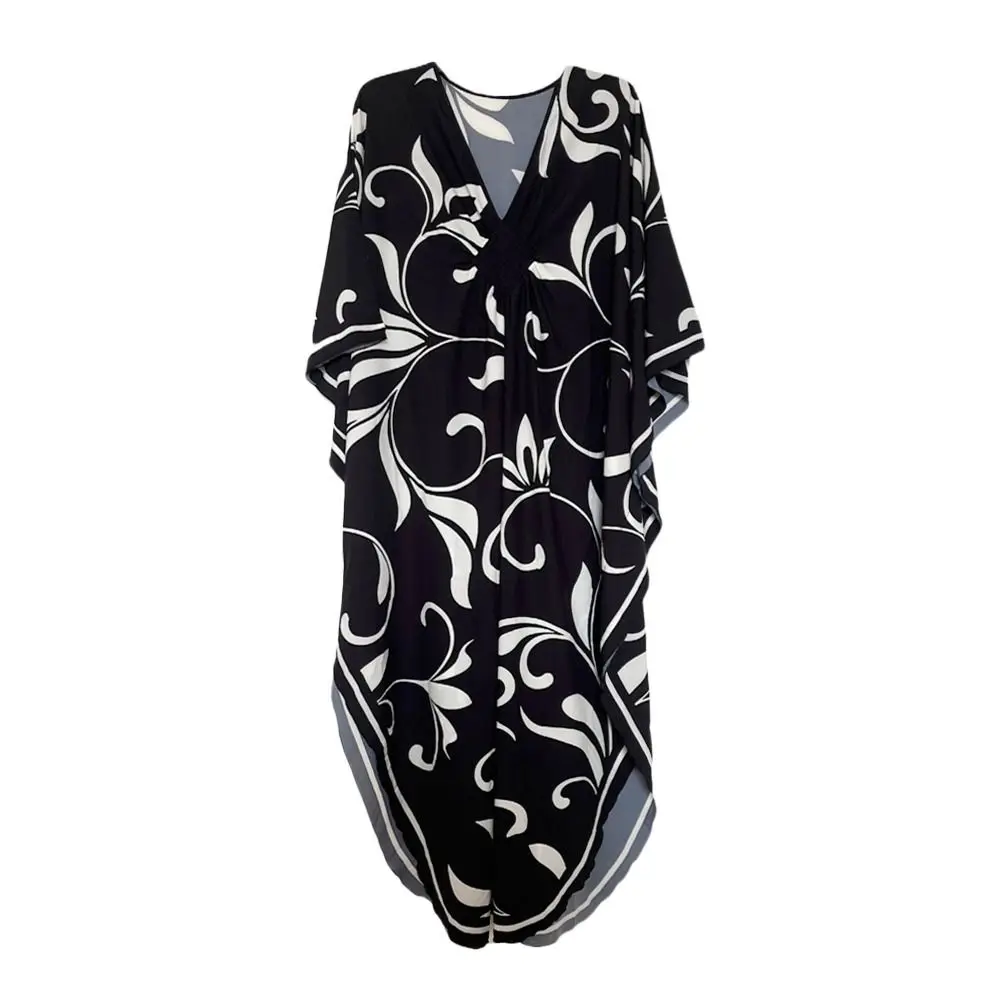 Fashion V Neck Summer Sunscreen Smock Long Loose Beachwear Shirt Vacation Bathing Suit Swimsuit Cover Up Dress for Women