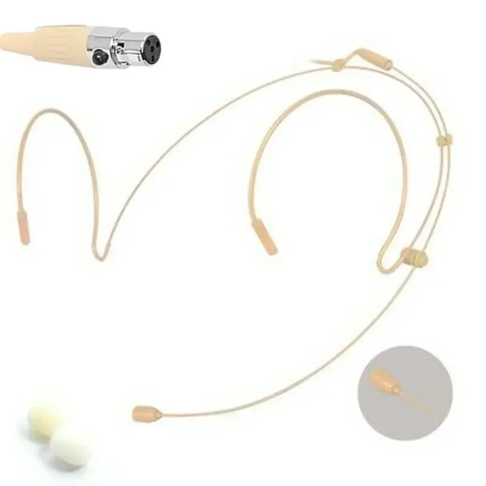 Wireless Microphone Beige Mini XLR 4 Pin TA4F Head Worn Dual Earhook Headset Microphone For Earhook Mic Microphone