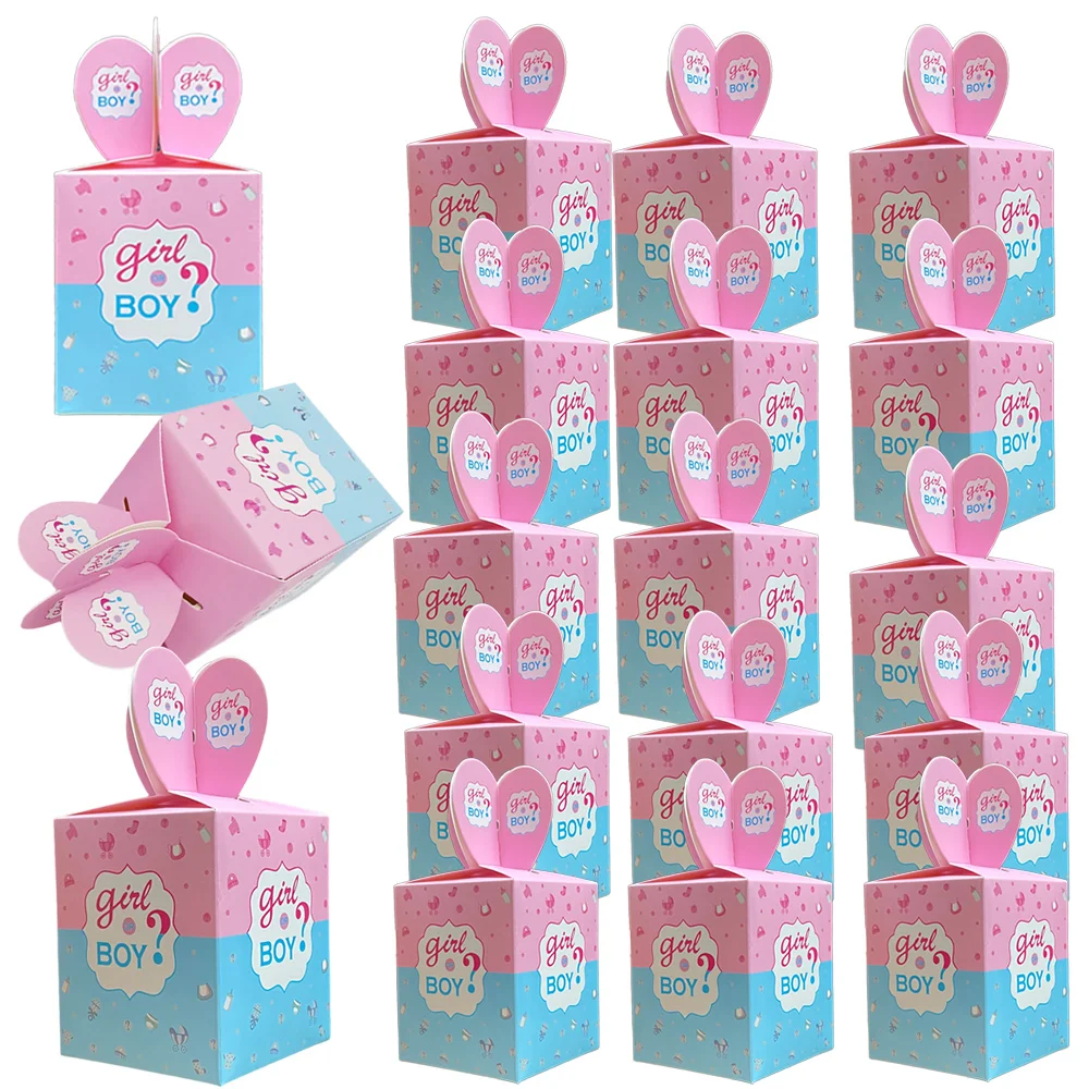 

20 Pcs Gender Reveal Party Supplies Candy Treat Party Box Paper Treat Box Baby Shower Party Favor Goodie Box Table Decorations