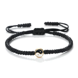 Hand Woven Tai Chi Yin Yang Bracelets For Men Women Couple Distance Black White Rope Bracelets Charm Matching Lover Jewelry Gift