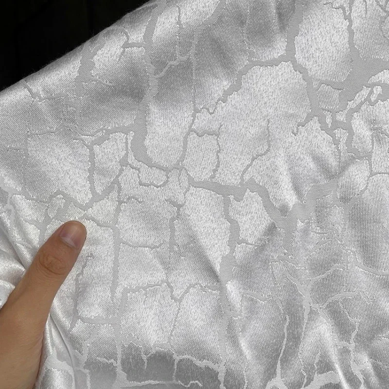 Silver White Jacquard Fabric for Dresses Bags Clothing Designer Fabrics Polyester Material for Clothes Diy Apparel Sewing