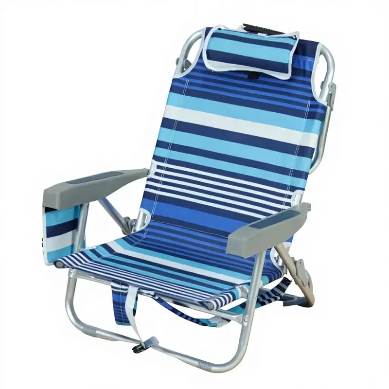 Outdoor Camping Aluminum Folding Beach Chair Portable Lightweight Adjustable Backrest Dual Purpose Recliner Sitting Lying