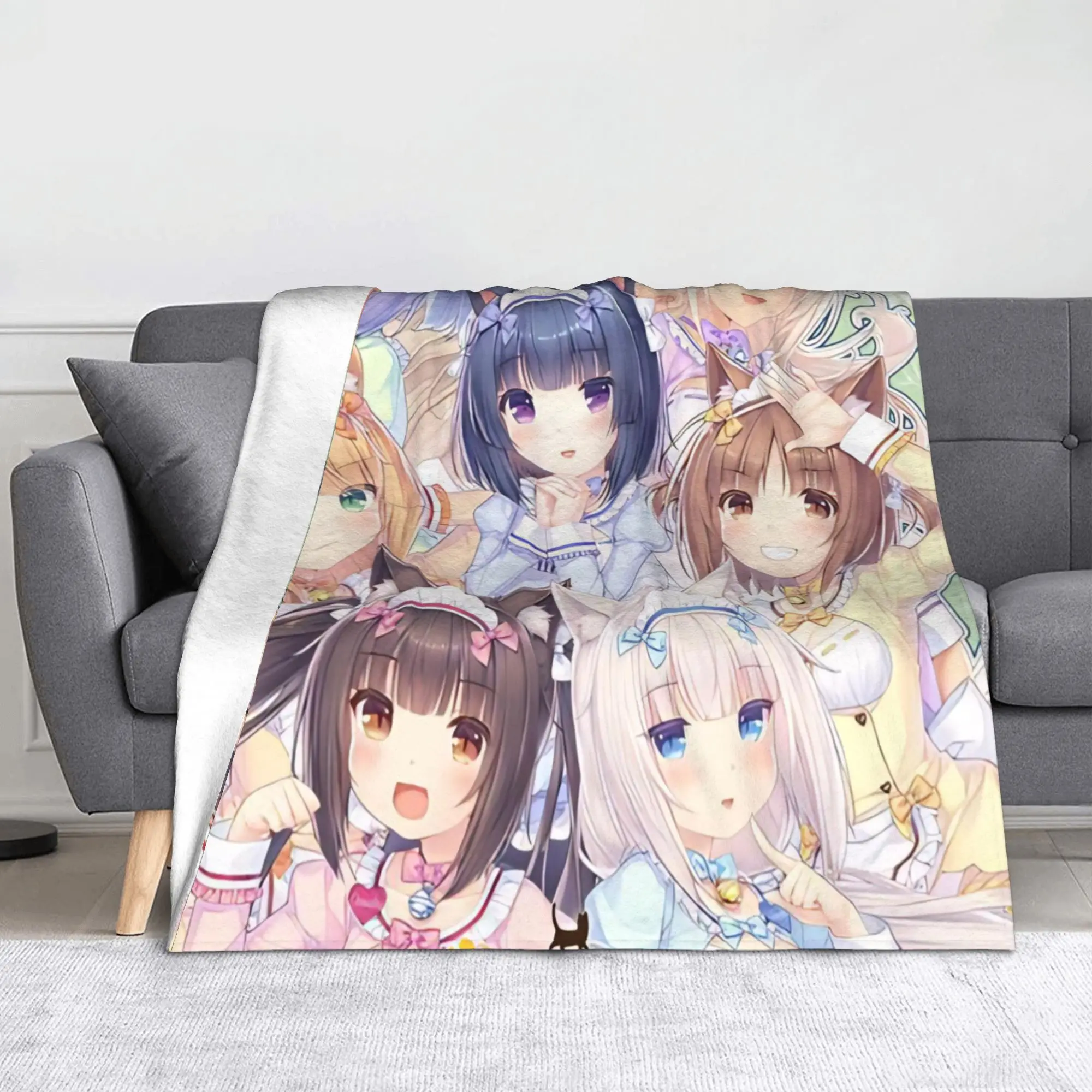 

Одеяла Nekoparas Games, мультяшные плюшевые потрясающие теплые пледы для кровати, дивана, лета