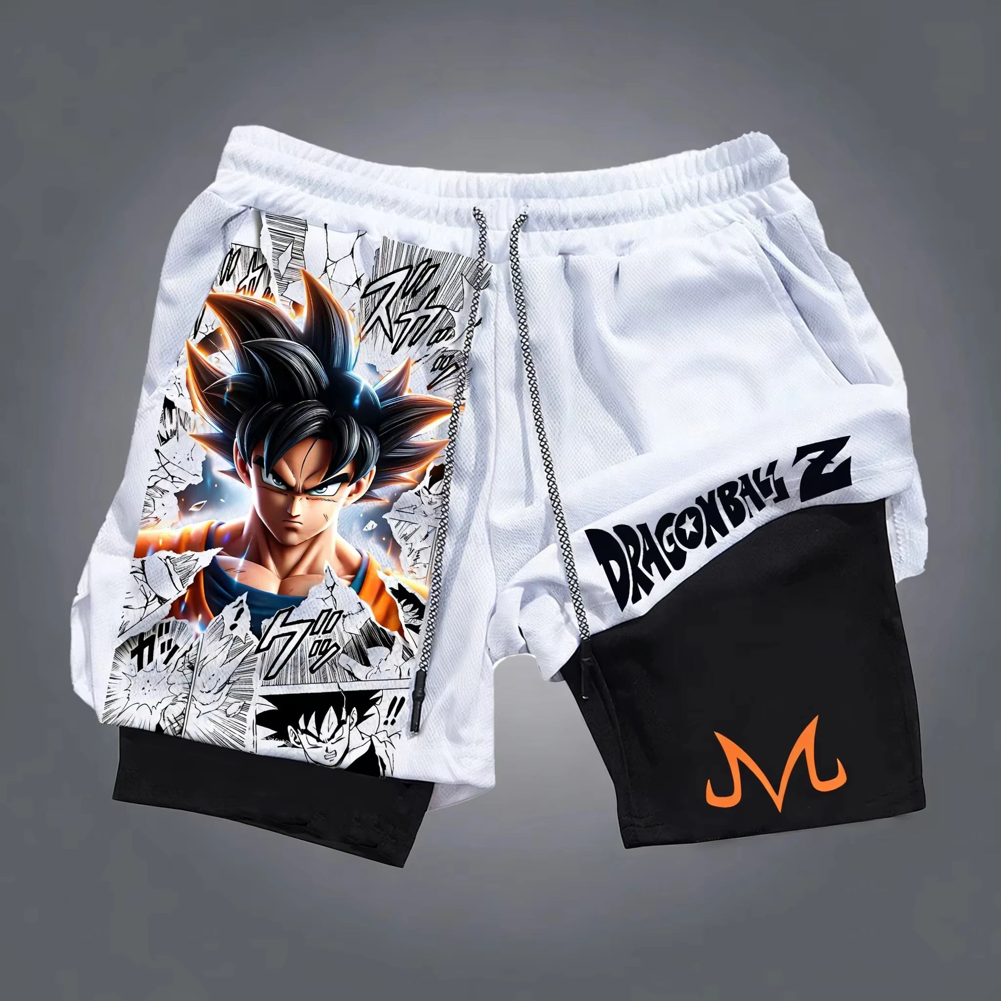 

2026 New Summer Fashion Anime 2-in-1 Gym Shorts Men Dragon Ball Z Goku Double Layer Sports Fitness Shorts