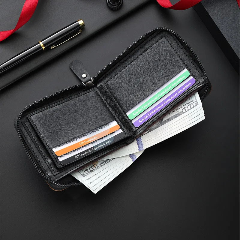 Men's Retro Short Wallet, Multi Functional Splicing Color Three Fold Wallet with Hidden Small Pocket, Ideal for Daily Casual Use image 3