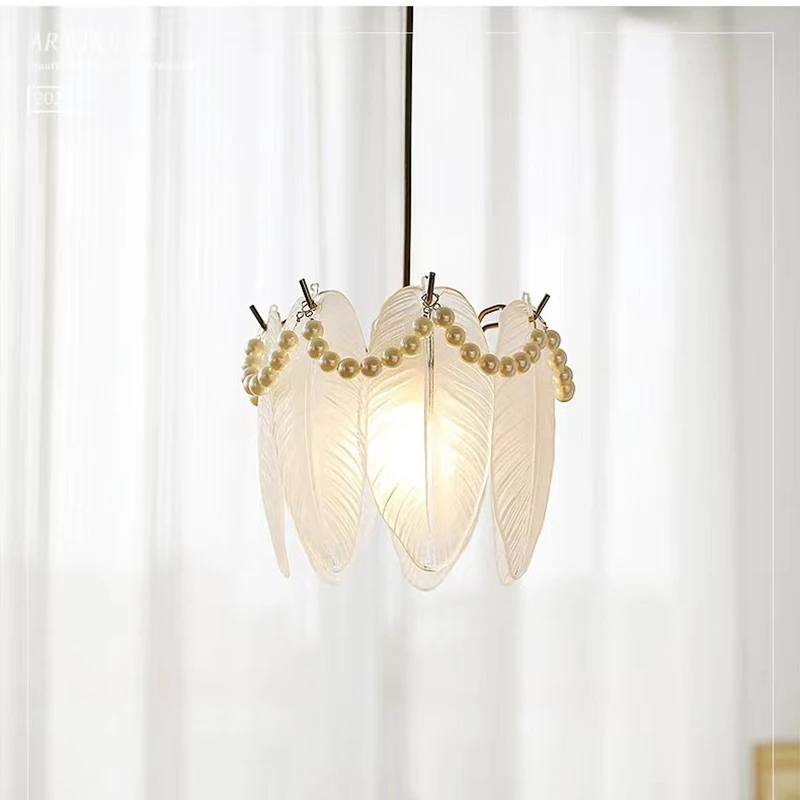 

French Light Luxury Small Chandeliers for Dining Table Living Room Modern Minimalist Corridor Aisle Long Line Glass Chandelier