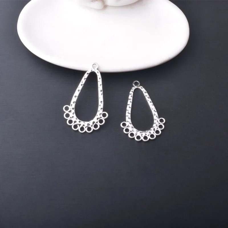 12 Stück/Set, ethnische, antike, silberfarbene Anhänger, Verbindungsstücke für die Schmuckherstellung, Boho-Stil, viele Löcher, zum Selbermachen von Ohrringen für Damen. – Detail 6