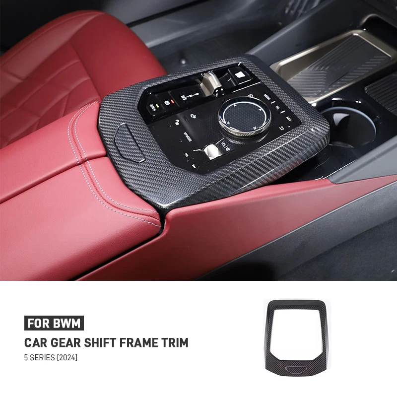 

For BMW 5 Series G60 2024 Real Carbon Fiber Car Center Control Shift Frame Trim Cover Decorative Stickers Interior Accessories