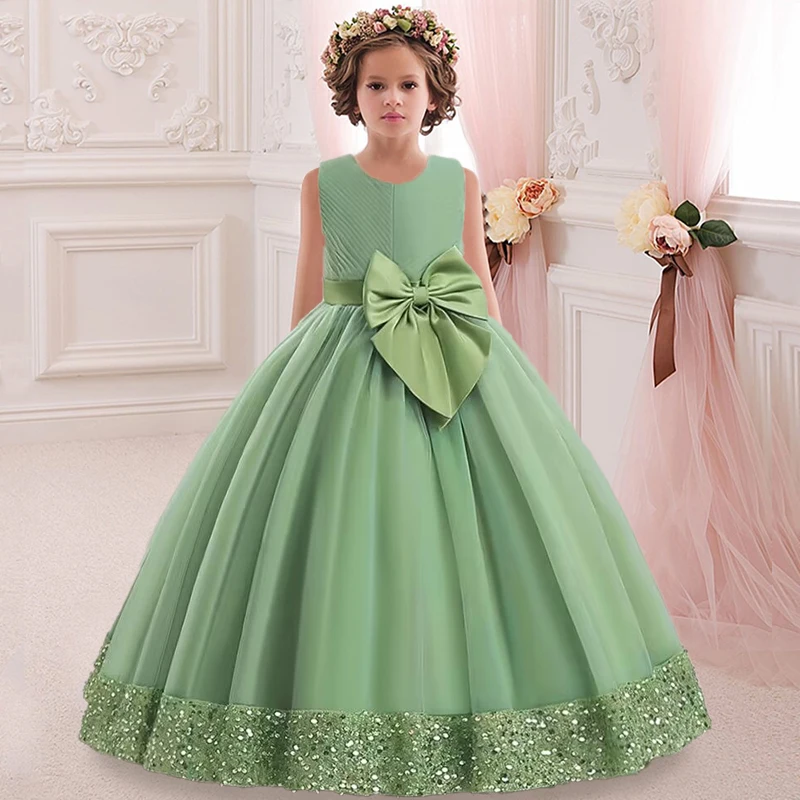 3-12 Years Kids Dress Flower Long Beading Elegant Teenagers Prom Gowns Dresses Girl Party Kid Evening Bridesmaid Princess