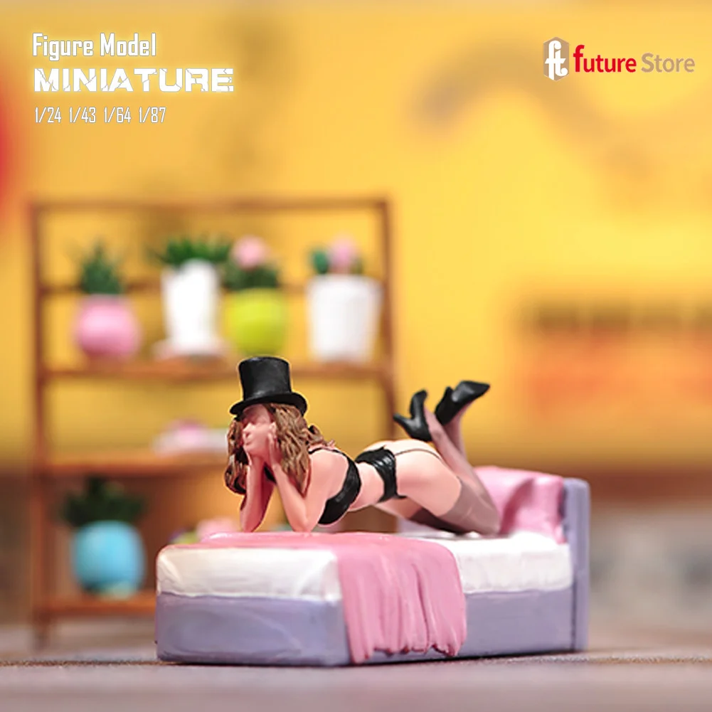 

Resin 3D Print 1/87 1/64 1/43 1/24 Bikini Beauty Wear Hat Lying Miniature Figure Mini Diorama Model Creative Scene Props Decorat
