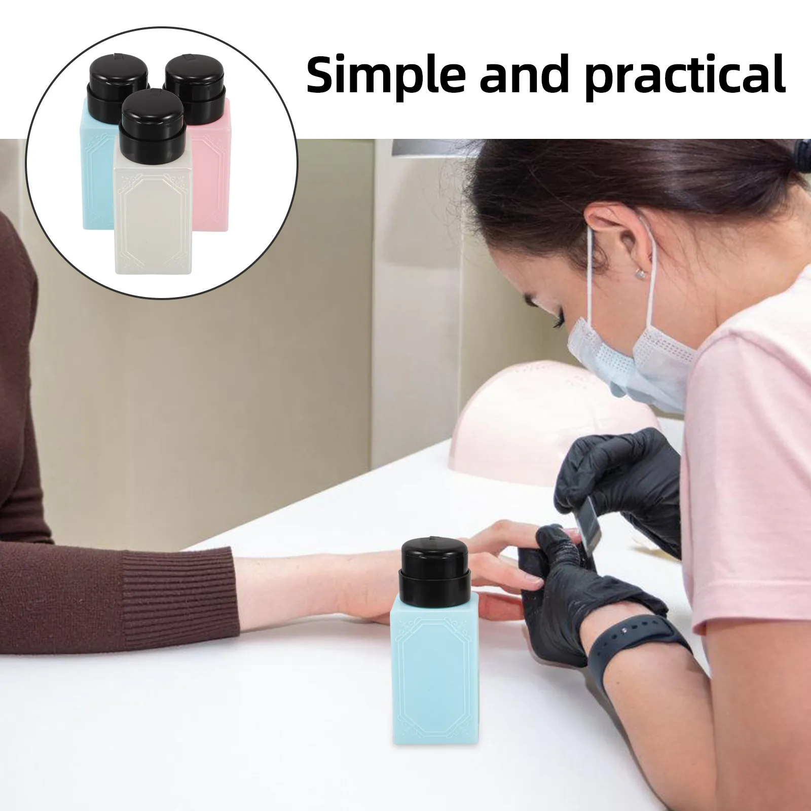 

3Pcs 220Ml Nail Salon Dedicated Push Down Liquid Dispenser Bottle for Nail Polish Remover Cosmetics Cleaner Lotion Toner