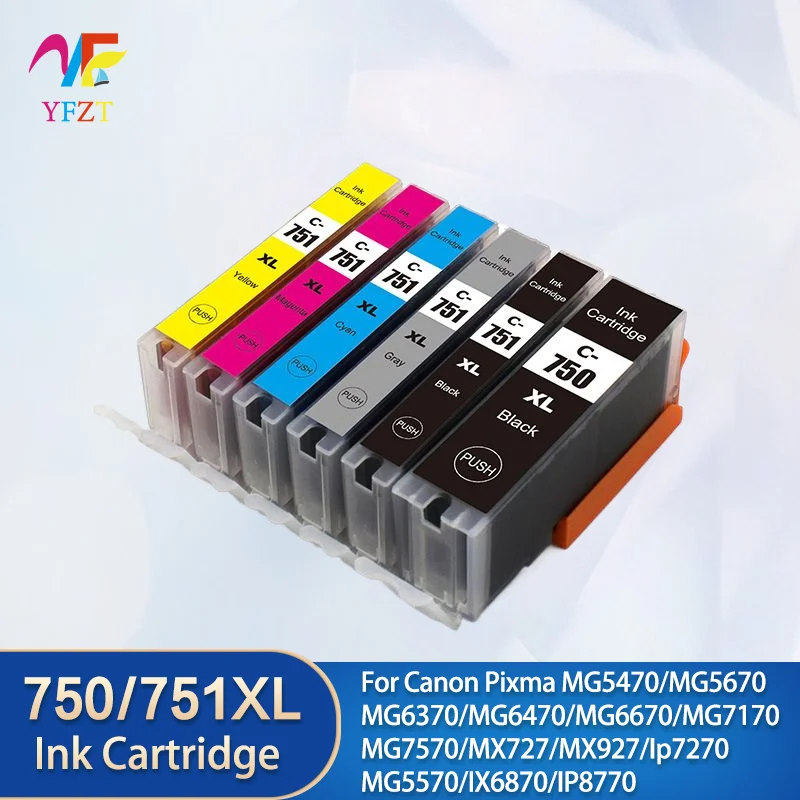 PGI-750 CLI-751 Compatible Ink cartridge For Canon PIXMA  IP7270 IP8770 MG7570 MG6370 MG7170 MG5570 MX727 MX927 ix6770 Printer