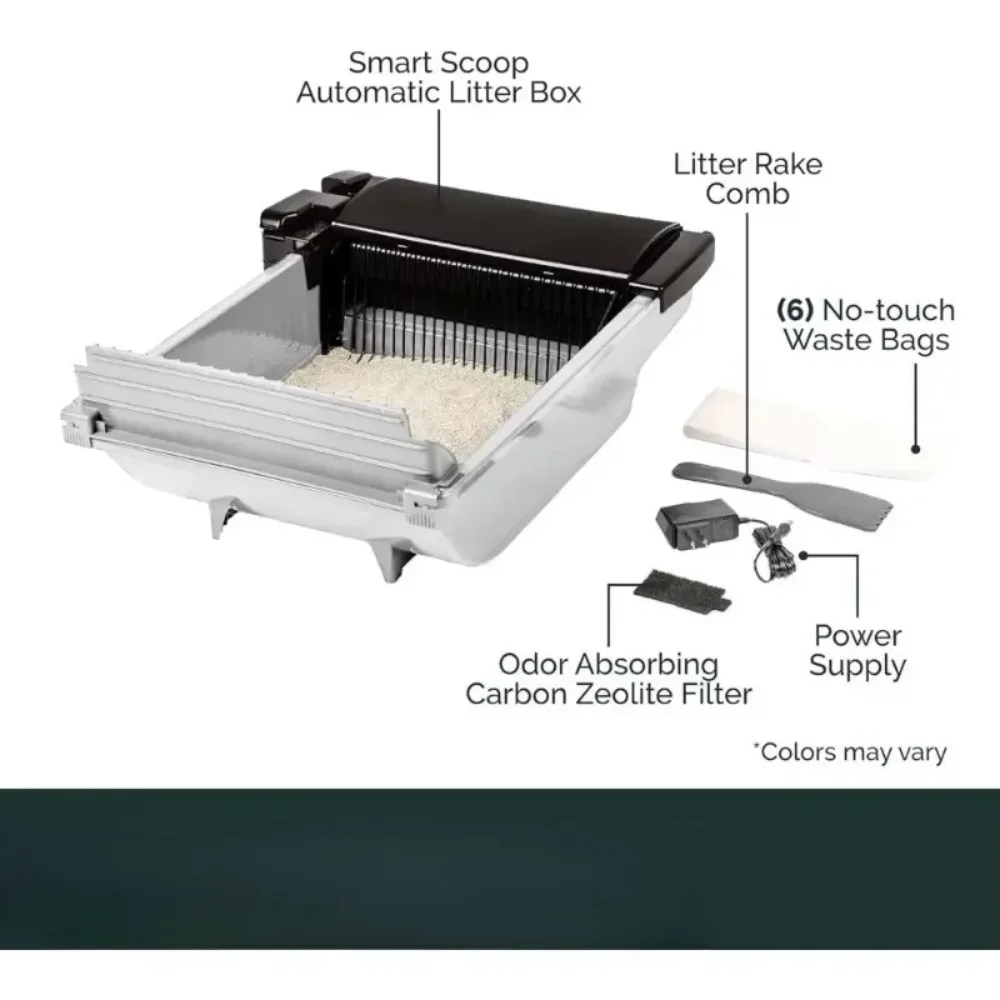 Ferramentas ao ar livre-6 sacos e carbono para até dois gatos. Caixa de areia automática para gatos com autolimpeza - Caixa de areia para gatos Smart Scoop 6-16 libras