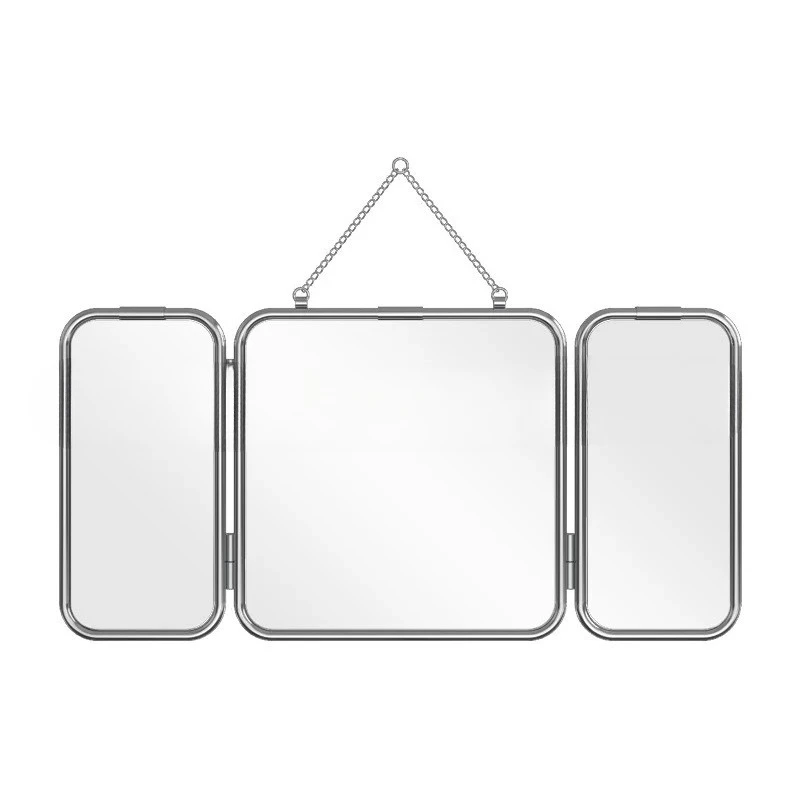 Square modern minimalist metal tri-fold mirror stainless steel wall-mounted mirror bathroom vanity bed and breakfast high