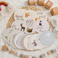 18pcs Baby Animal Wooden Milestone Cards Monthly Memorial Newborn Number Animal Engraved Age Photography Props Accessories Gifts