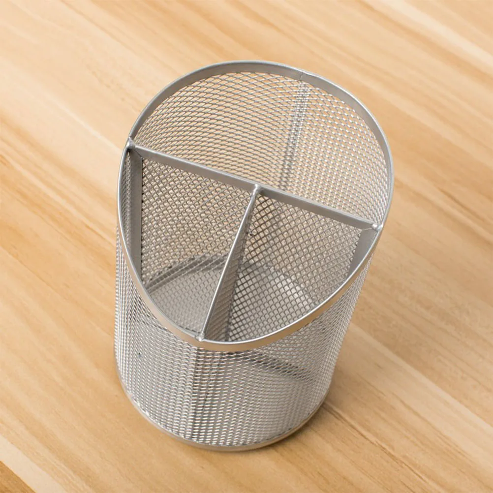 

Metal Pen Holder Sturdy Lightweight Pencil Container Creative Office Desk Organizer Storage Box Decorative Silver