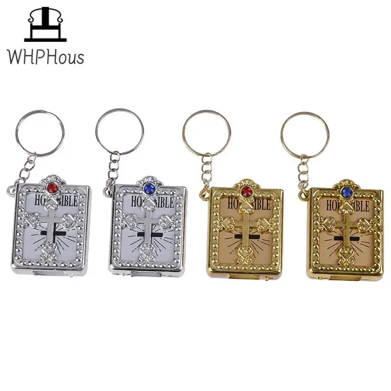 Mini HOLY Bible Keychain Religious Christian Jesus Cross Key Chain Keyring Couple Style Bulk Buckle Decoration Cartoon Key Chain