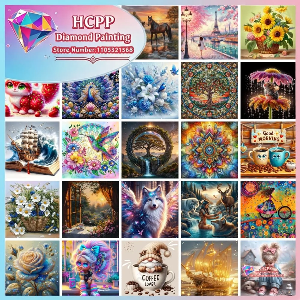 Abstrakte Tierfigur Landschaft Diamant-Malerei-Set Quadratische Runde Diamanten 5D DIY Mosaik Handgemachte Kunst Einzigartiges Geschenk Heimdekoration