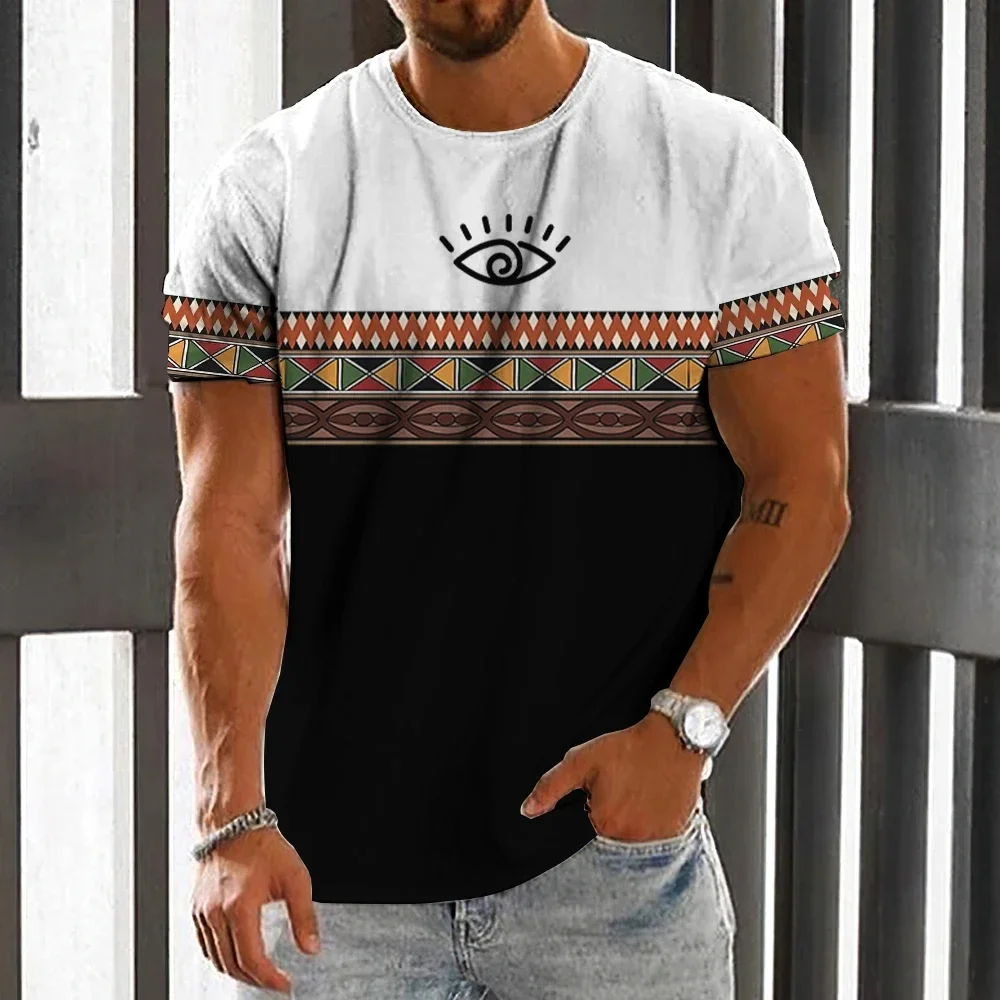 

Vintage Ethnic Style Men's T Shirt Dashiki Traditional Wear Clothing Short Sleeve Casual Retro Streetwear Clothes For Men 2024