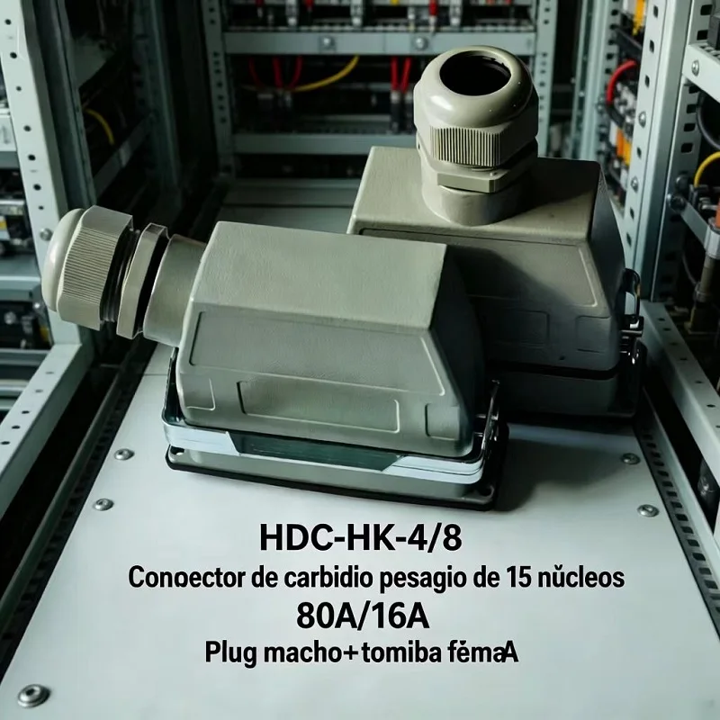 HDC-HMK-4/8 12-pin heavy-duty connector for aviation industry, waterproof plug and socket, 80A/16A(Standard plug + female socket