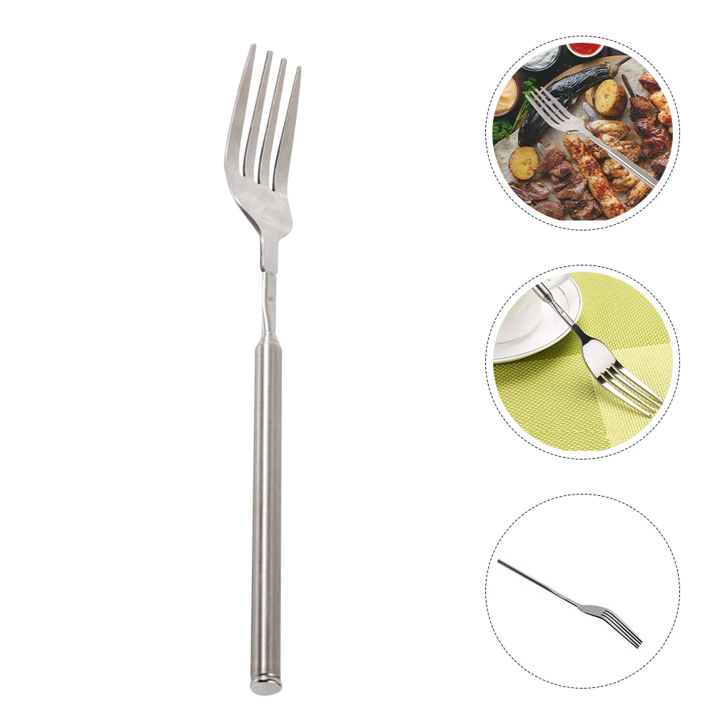 

Forks Telescopic Barbecue Camping Tableware Utensils Cutlery Outdoor Food Silver Eating Backpacking