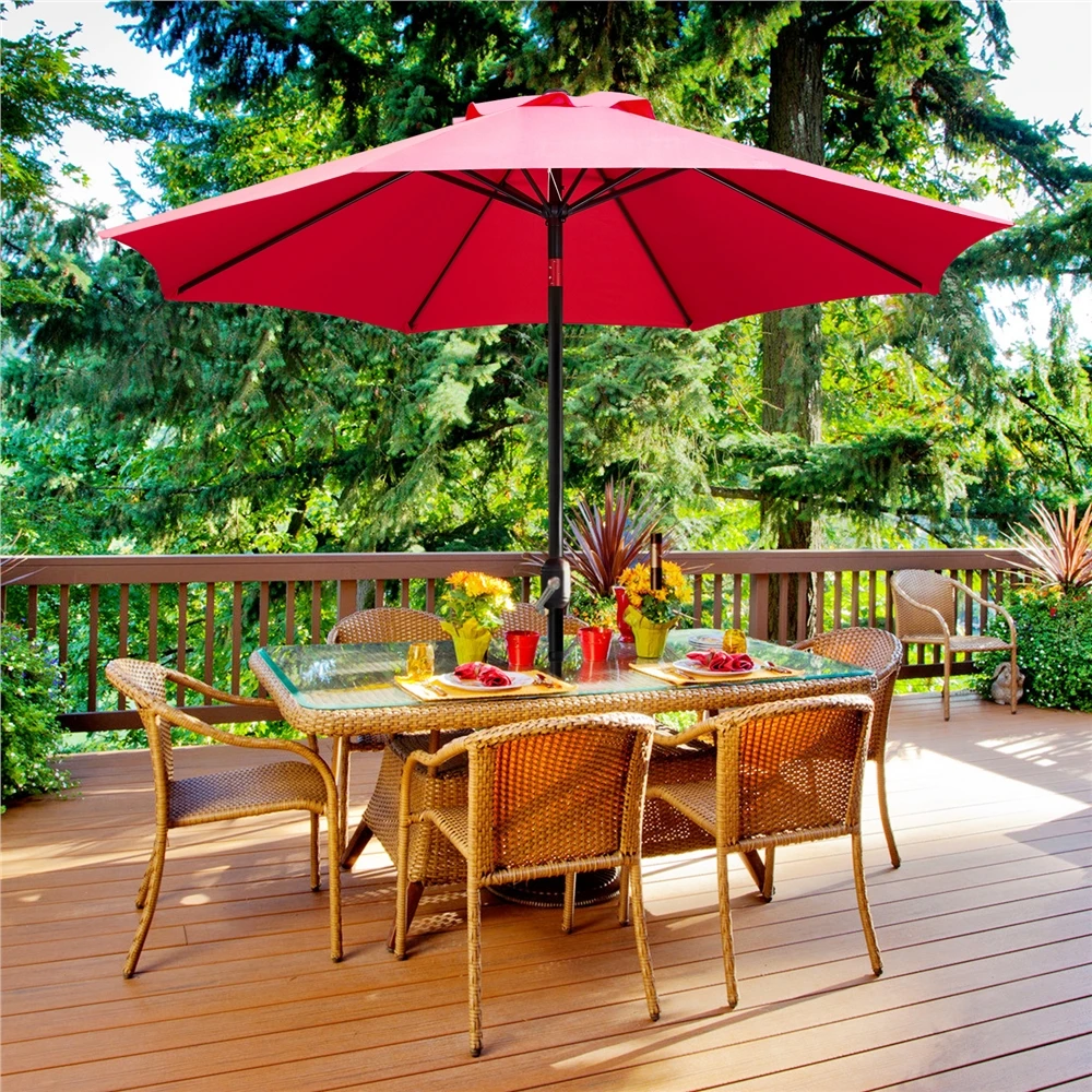 

9-Foot Patio Umbrella with Crank and Button Tilt, Outdoor Umbrella, Garden Umbrella, Outdoor Furniture (Us Stock)