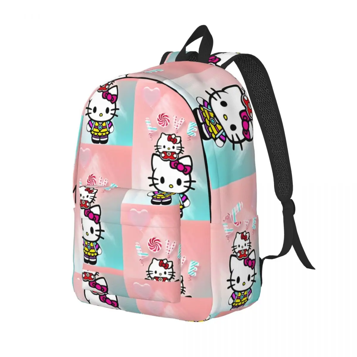 Handbag Vibrant Color Hello Kitty Pink Blue Pattern Multi Compartment Sanrio Girl Kid Birthday Fashion Kindergarten Bag Hiking