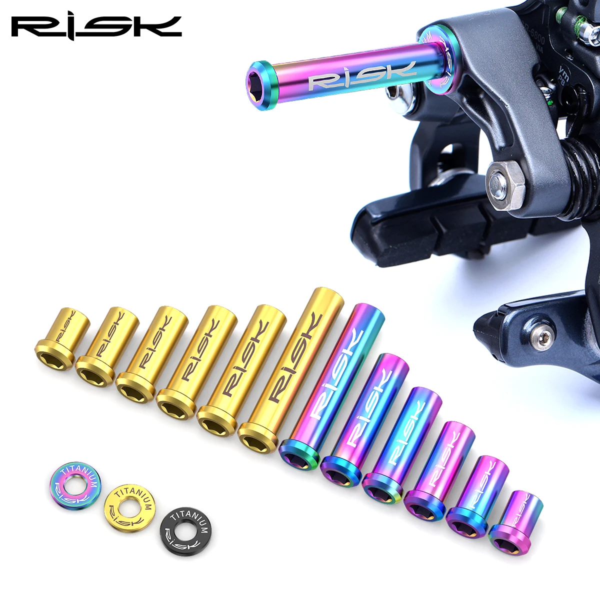 RISK Road Bike Bicycle Front Rear Brake Caliper C-brake Pivot Nut Fixing Screw Bolt With Washer Titanium M6 x10/15/20/25/30/40mm