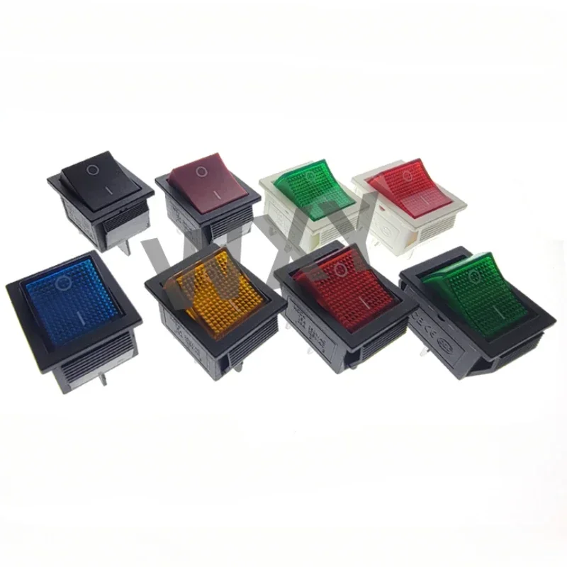 

4 Pin DPST ON-OFF Latching Rocker Switch Power Switch with Light 16A 250VAC 20A 125VAC KCD Red Green Blue Yellow White Black