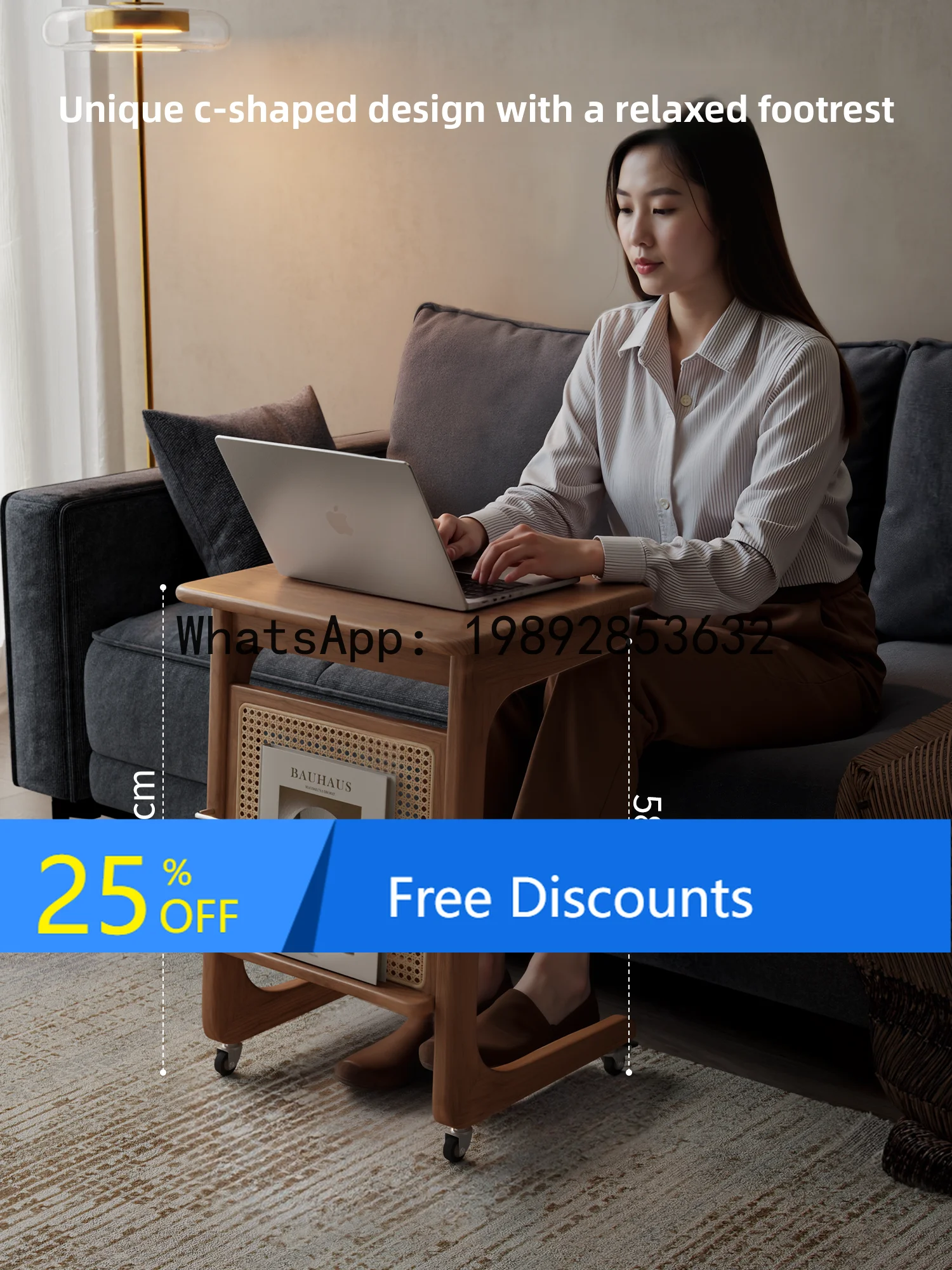 

YFY Solid Wood Sofa Side Movable Bedside Small Home C-Shaped Small Coffee Side